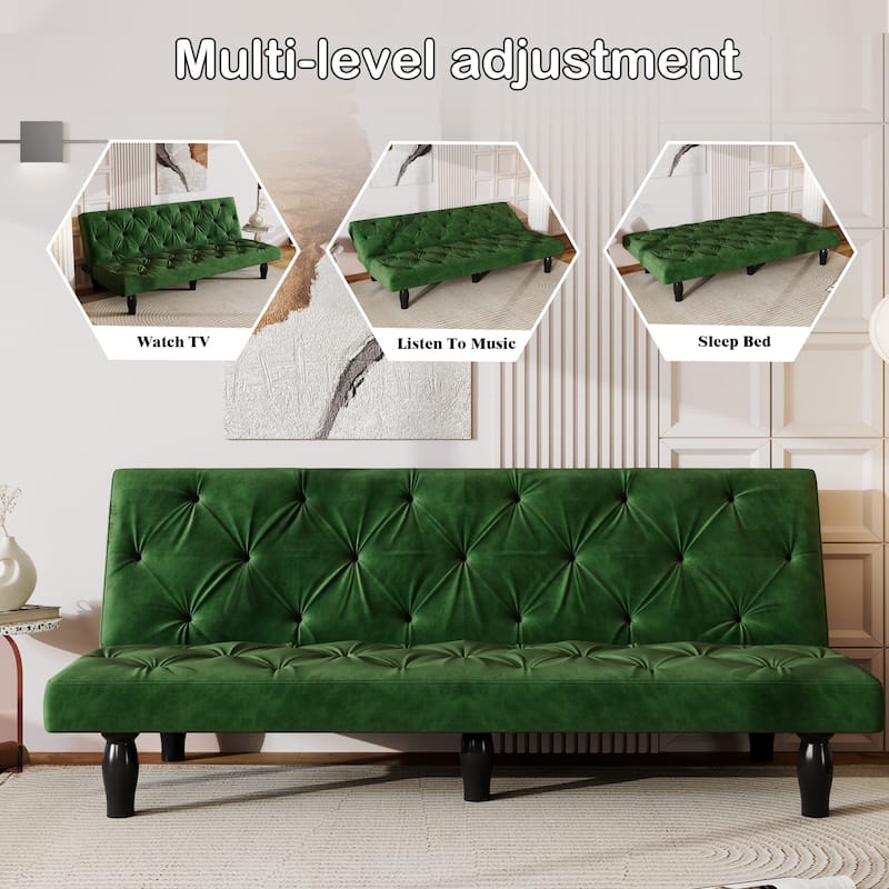 Sofa Converts Into Sofa Bed 66" Velvet Sofa Bed for Family Living Room